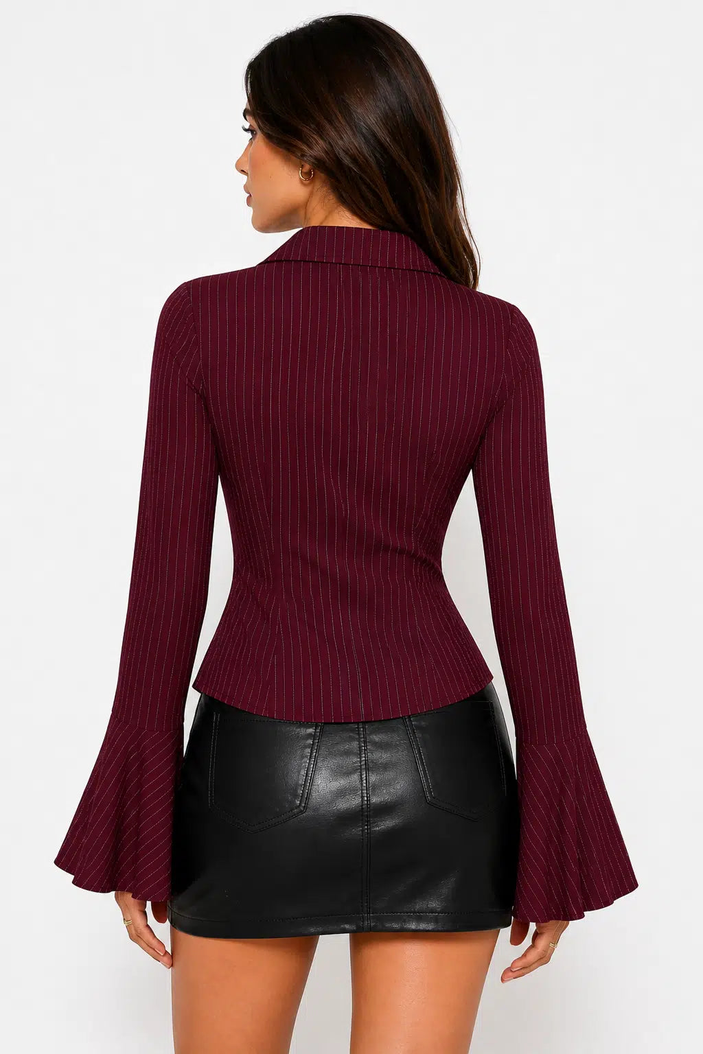 Wine Hour Bell Sleeve Button Top