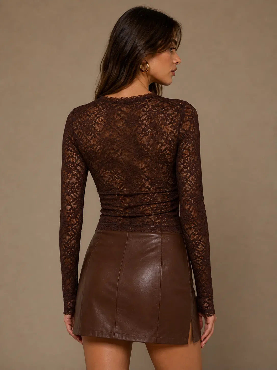 Mocha Muse Sheer Lace Top