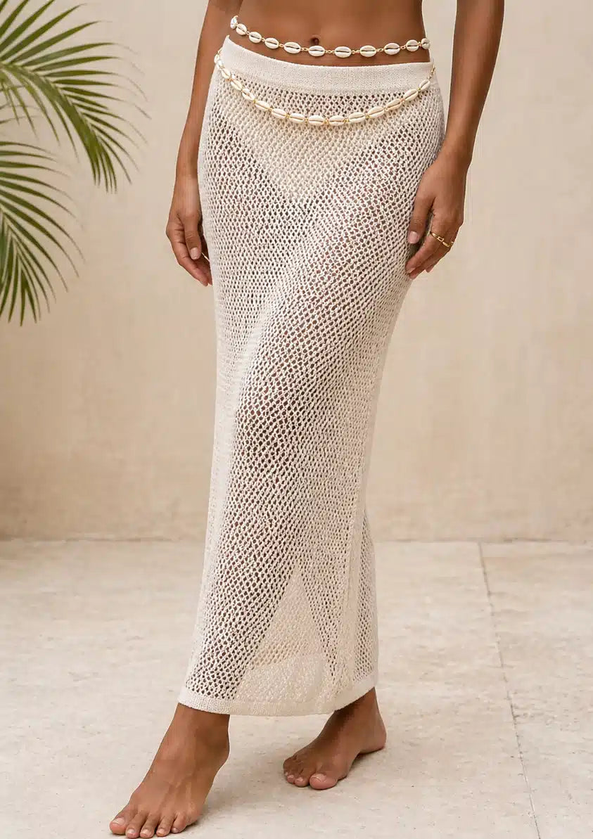 White Crochet Halter Neck Co-Ord Set