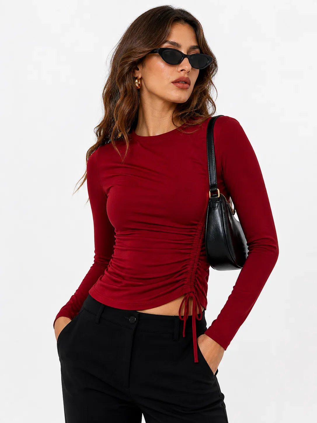 Scarlet Side Ruched Fitted Top