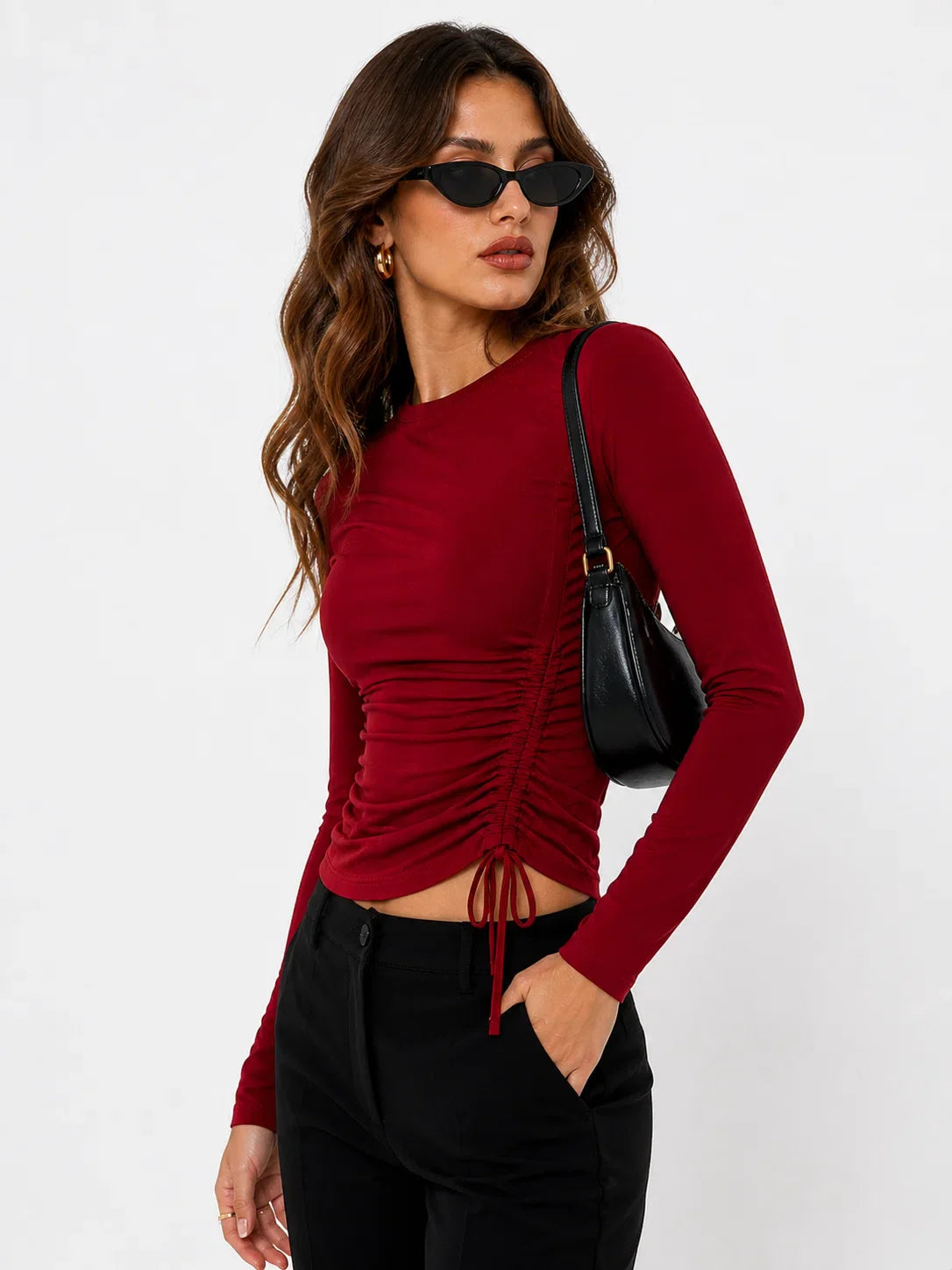 Scarlet Side Ruched Fitted Top