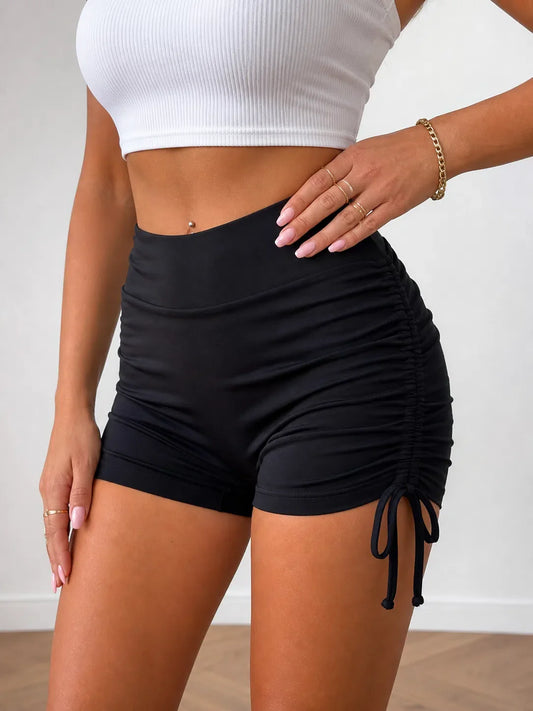 Black Flex Ruched Active Shorts