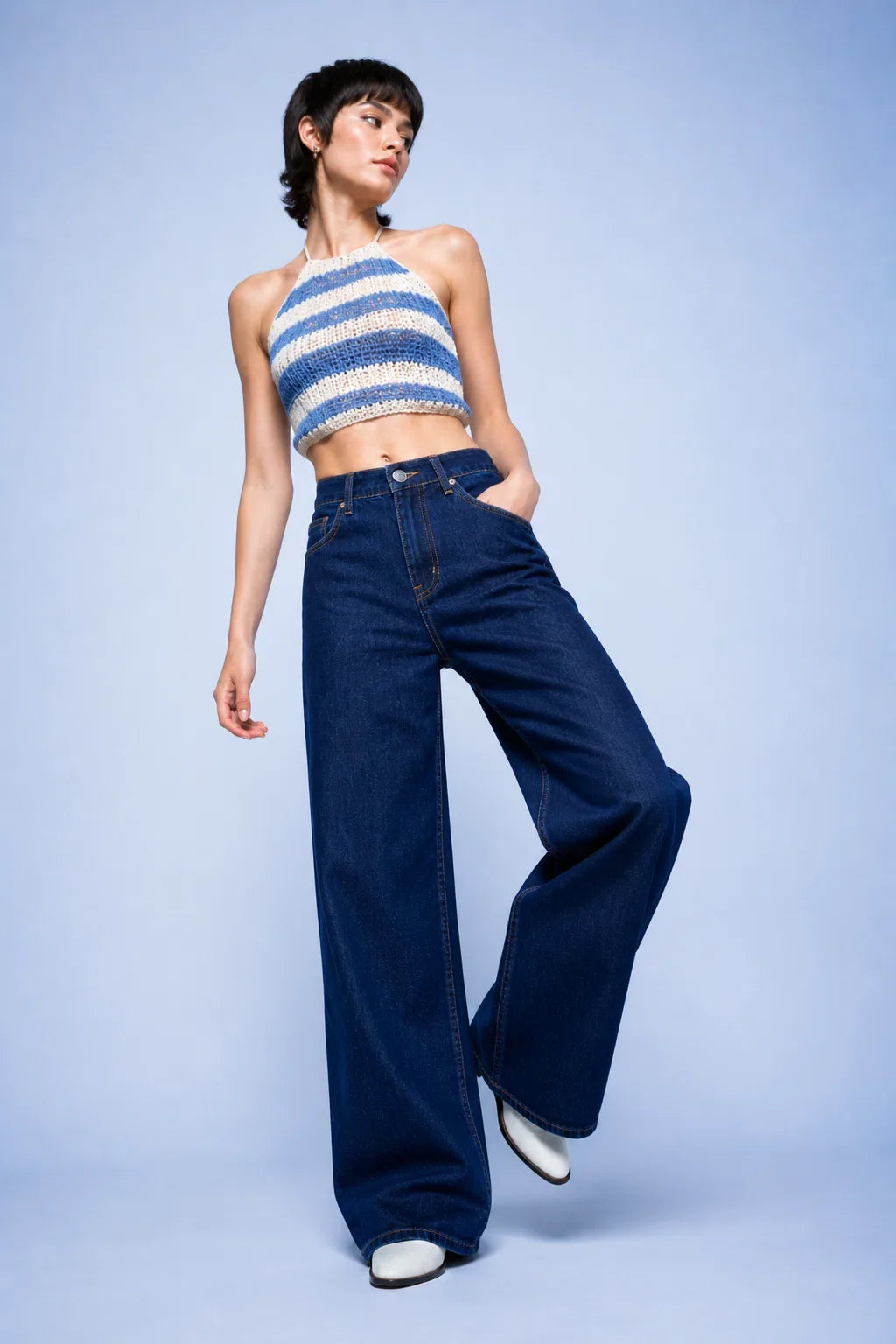 Dark Straight Wide Leg Jeans