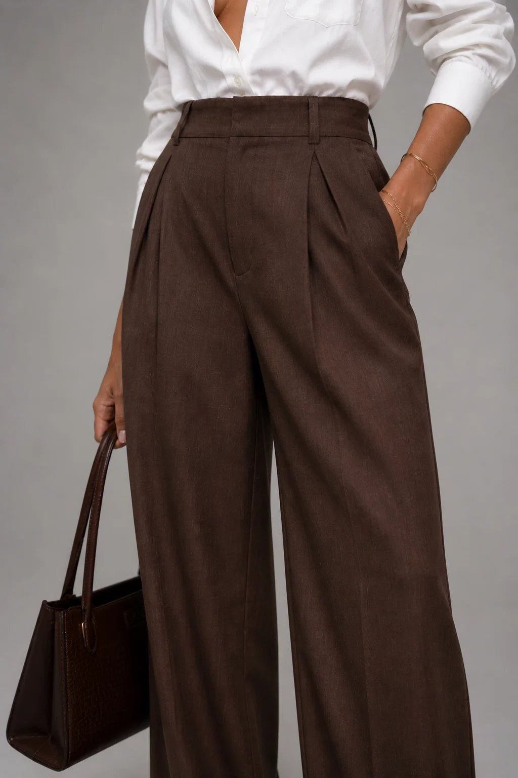 Elegant Chocolate Brown Wide Leg Pants