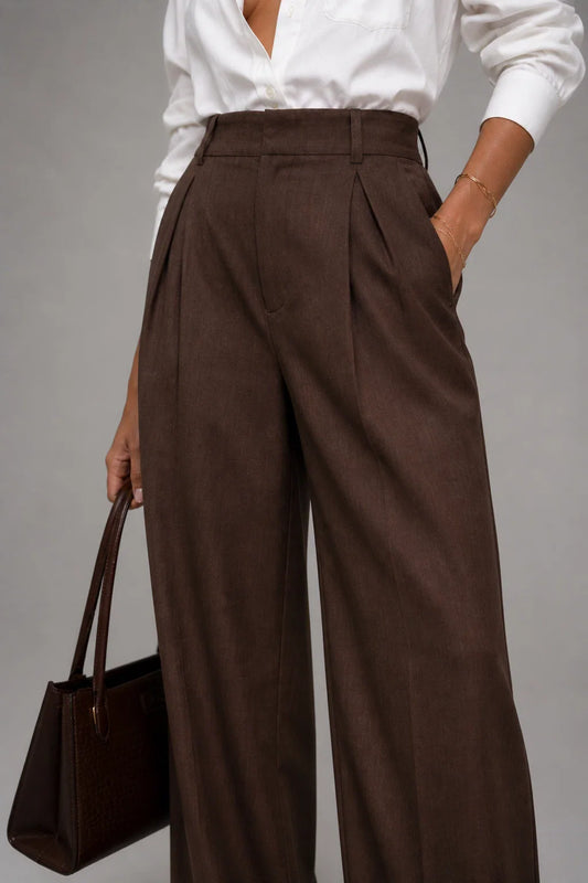 Elegant Chocolate Brown Wide Leg Pants