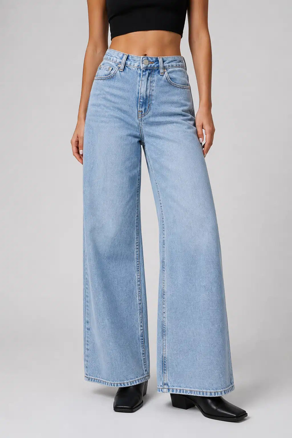 Light Wash Extra Wide Leg Denim Jeans